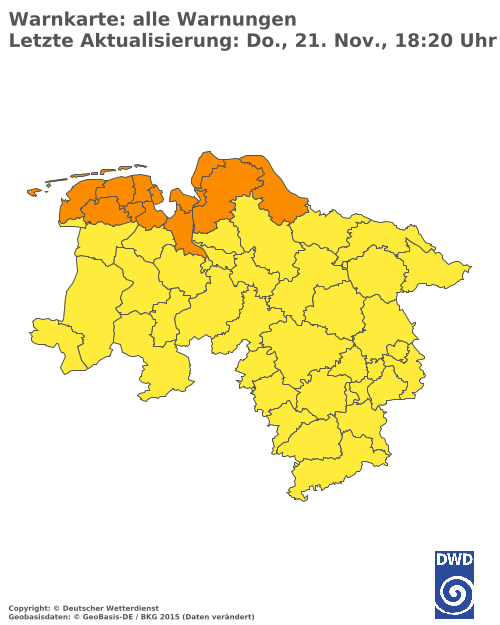 Aktuelle Wetterwarnungen für  Lüchow-Dannenberg